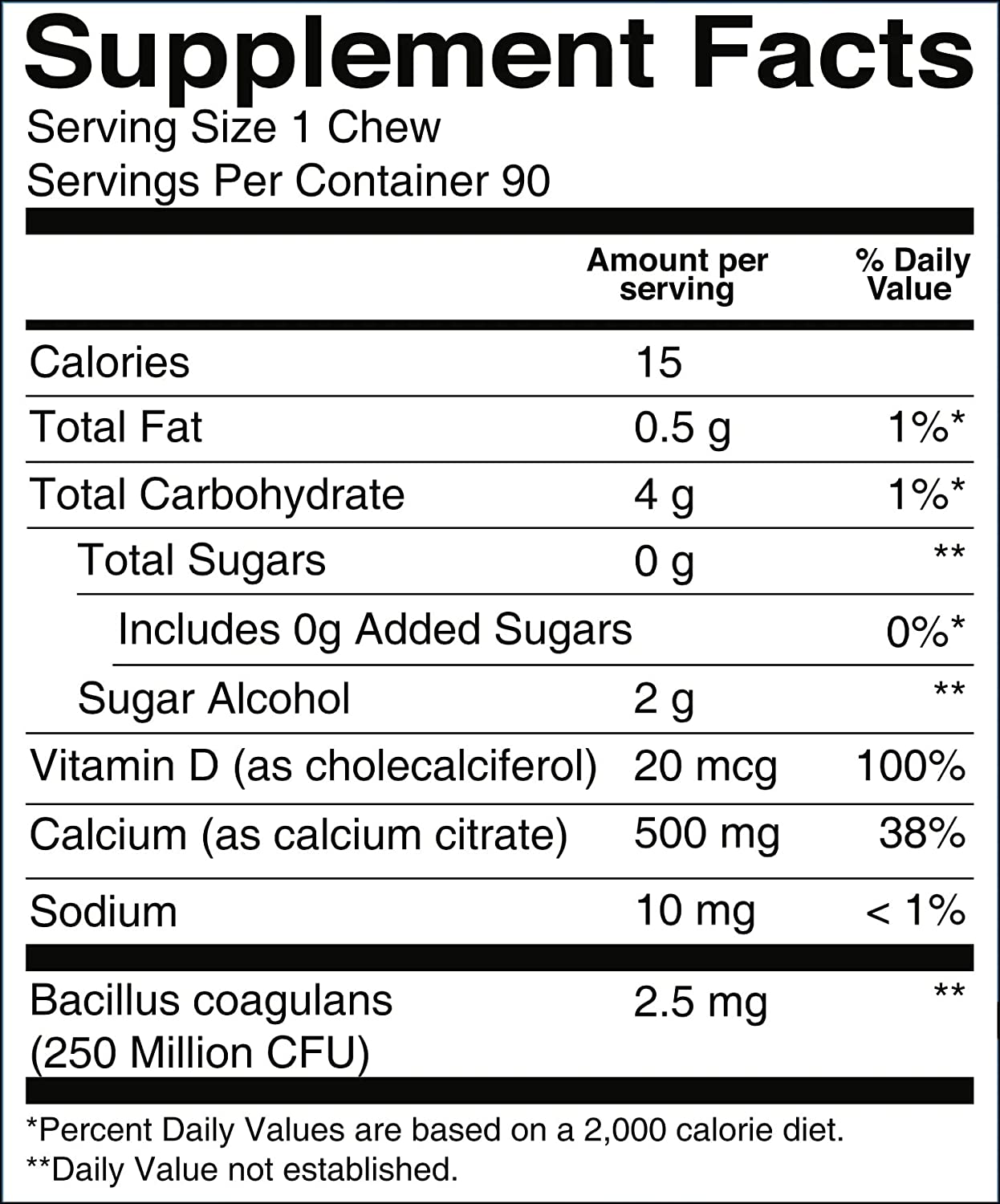 BariatricPal Sugar-Free Calcium Citrate Soft Chews 500mg with Probiotics - Blue Raspberry Size: 90ct