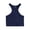 Navy Blue, variant on Women Running Vest O-Neck Sleeveless Short Tank Tops Solid Color Ribbed Elastic Fitting Quick Drying Racer Back Vest