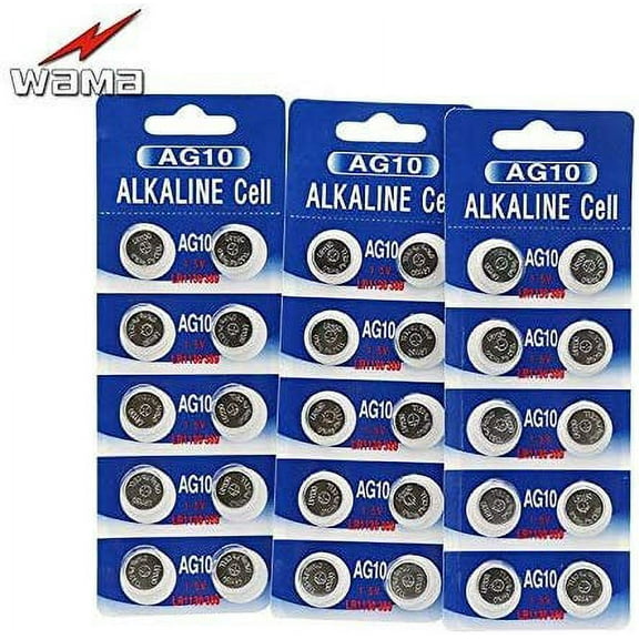 WAMA AG10 Alkaline Button Cell Battery 1.5V (30 Batteries) - LR1130, 389