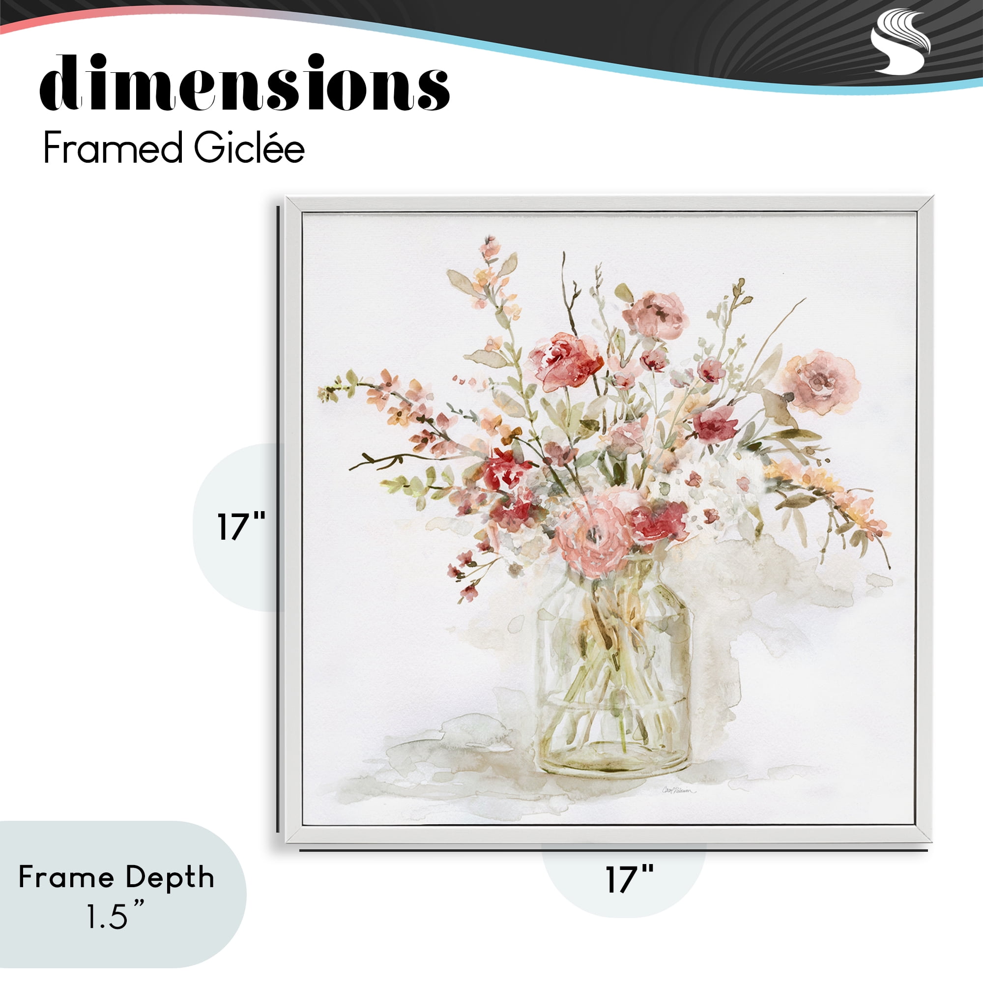 Stupell Industries Springtime Blooms in Glass Vase White Framed Giclee Art, design by Carol Robinson