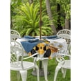 thumbnail image 3 of Outdoor Tablecloth with Umbrella Hole for Patio/Picnic/Party/Camping, Yellow Gnomes Waterproof Table Cloth Round Cover Washable, Bees Spring Floral Daisy Branches (Dia 60"), 3 of 8