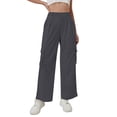 thumbnail image 2 of Women's Corduroy High Waist Pants, Multi-Pocket Straight Leg Wide Leg Trousers, Fall Casual Comfort Fit Pant for Daily Wear and Various Occasions Dark Gray, 2 of 9