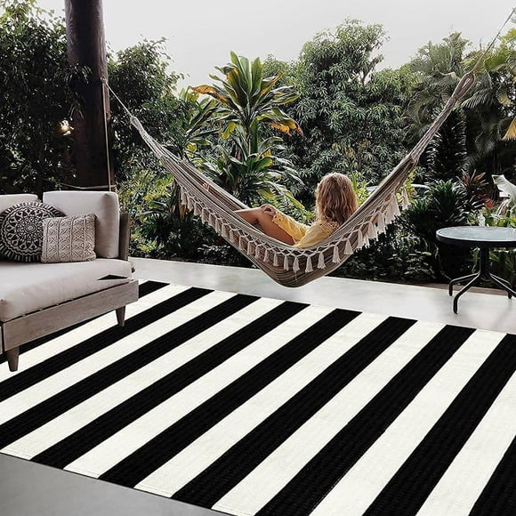 Black And White Stripe Outdoor Rug