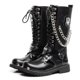 thumbnail image 2 of Botas altas de desierto para hombre, botas de moto de cuero, moda masculina, cinturón gótico, botas con cadena Punk 46, 2 of 5