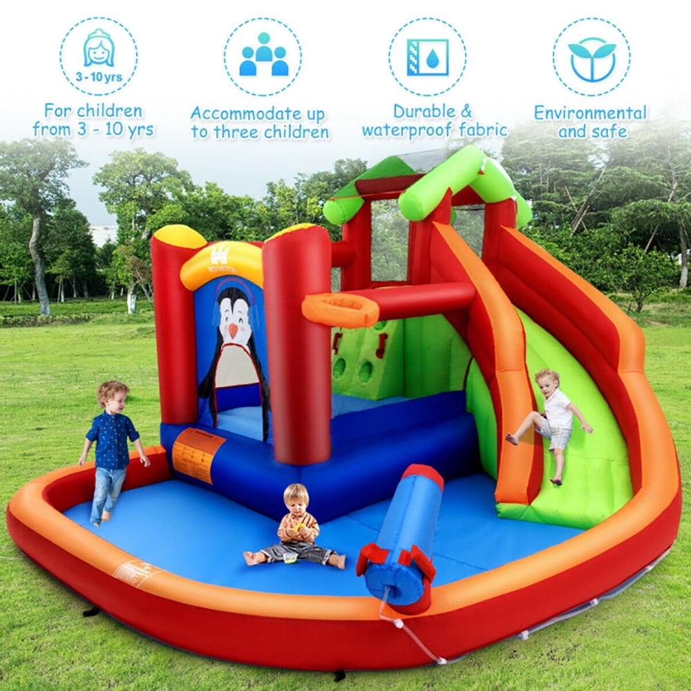 Aimee Lii Inflatable Slide Bouncer and Water Park Bounce House Without Blower, Bounce House Water Slide for 5-10