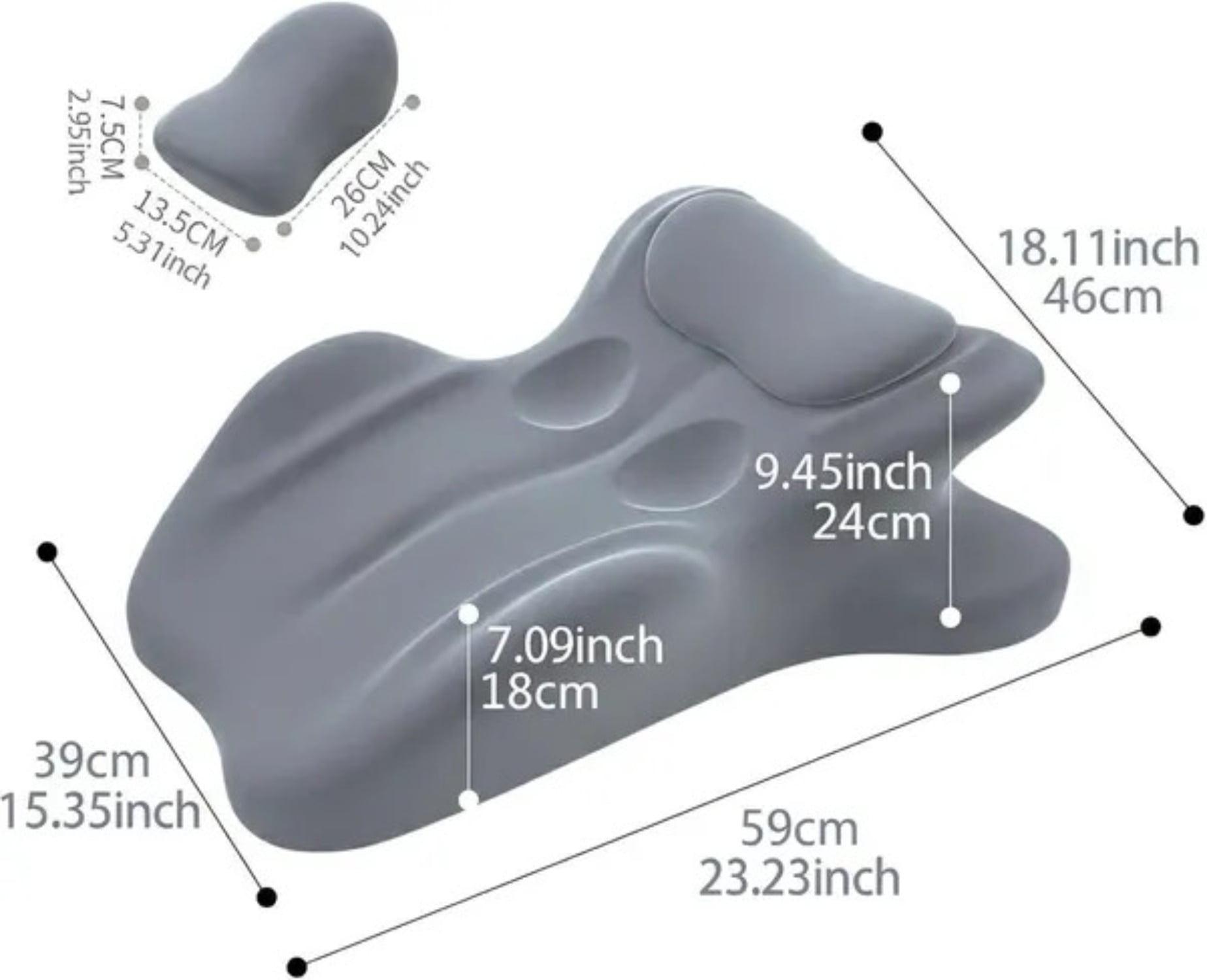 Wedge Pillow Memory Foam 27 Degree Angled Support Multi Position for Waist Neck Reading Relax
