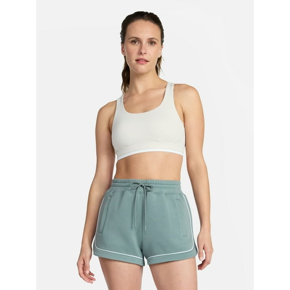 Avia Women's Medium Support Open Back and Contrast Tipping Sports Bra, XS-XXXL