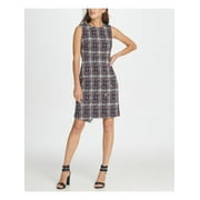 DKNY Womens Purple Sleeveless Jewel Neck Above The Knee Sheath Dress Size: 12