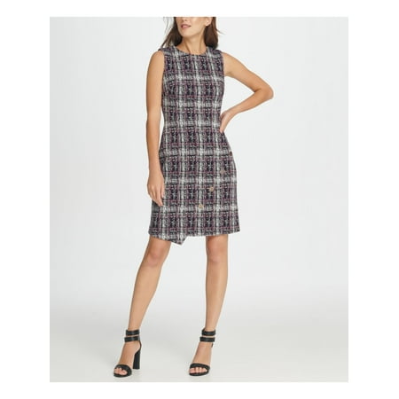 DKNY Womens Purple Sleeveless Jewel Neck Above The Knee Sheath Dress Size: 12