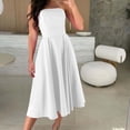 thumbnail image 1 of Staron Robes Sans Bretelles pour Femmes Décontractées Sans Manches à Épaules Dénudées Robe d'Été Fluide Évasée Été Ample Dos Nu Plage Fête Robe Midi, 1 of 7