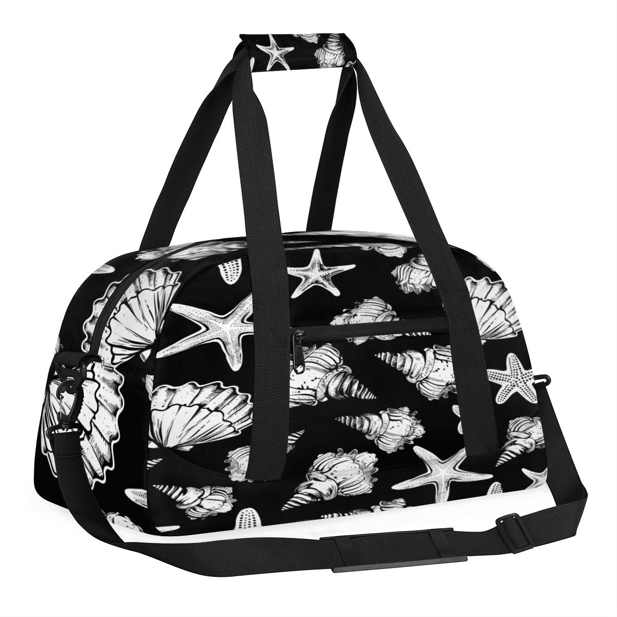 Herdesigns Seashell Starfish Sports Duffle Bag for Women & Men, Gym Bag Dance Bag Overnight Bag Carry On Weekender Travel Bag