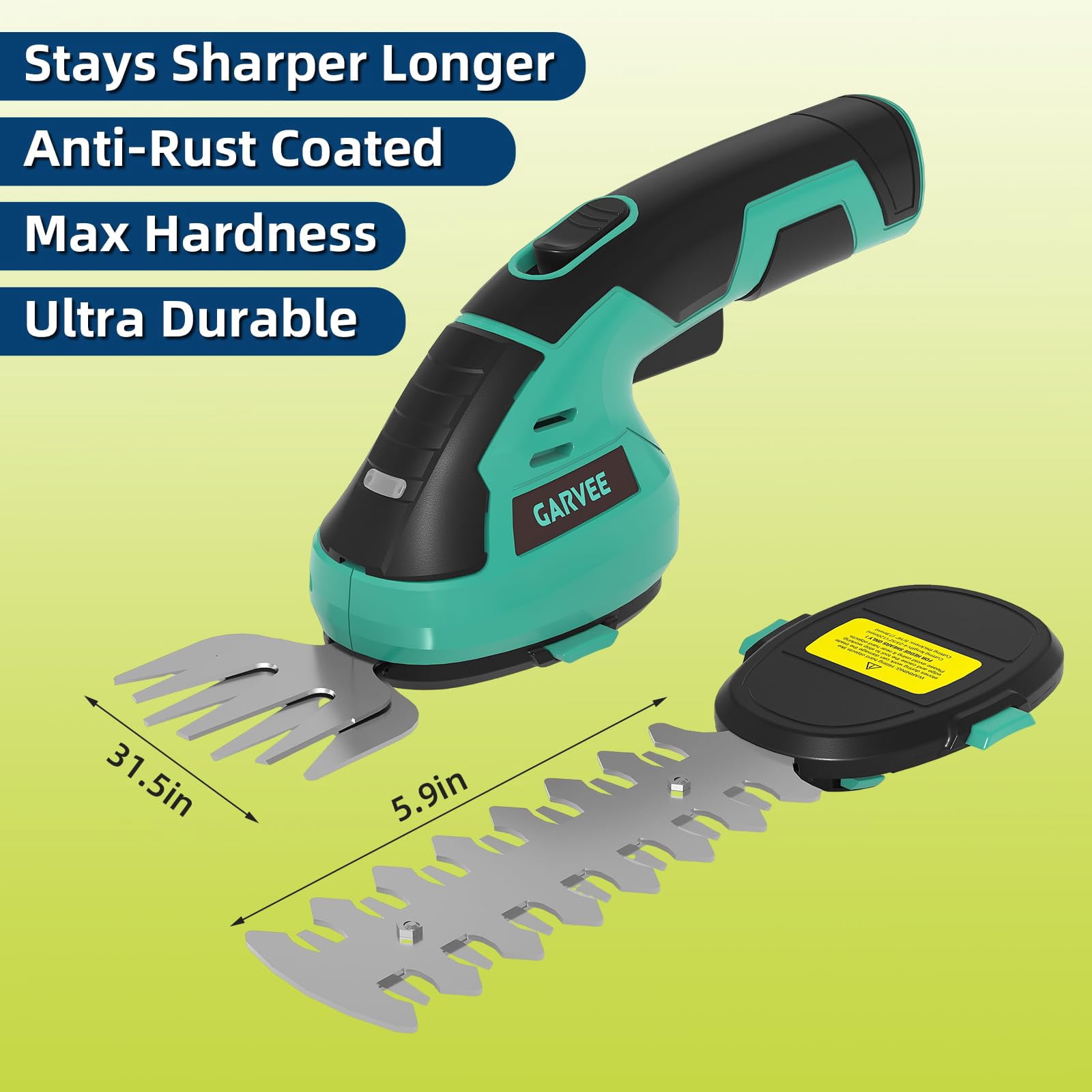 Garvee 2 in 1  Cordless Hedge Trimmer, 7.2V Electric Handheld Bush & Shrub Trimmer Kit with Rechargeable Battery, Lake Blue