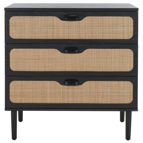 SAFAVIEH Marigold Contemporary Retro 3 Drawer Chest, White Wash/Silver (31.8 in. W x 16 in. D x 29 in. H)