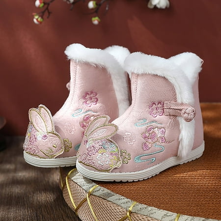 

Akiihool Booties Toddler First Walker Warm Winter Crib Shoes Winter Riding Boots (Pink 9.5)