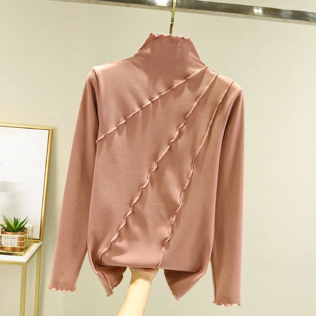 Sentmoon Vêtements pour Femmes Hauts à Manches Longues pour Femmes Automne et Hiver Chemise de Base à Manches Longues en Molleton Thermique à Col Rond pour Temps Froid et Usage Quotidien Rose m