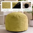 thumbnail image 3 of Round Stuffed Pouf Ottoman, Corduroy Poufs with Foam Chunk Filling, Furry and Fluffy Pouf Foot Stool Storage Ottoman, 26 X 18 Floor Poufs Foot Rest for Living Room, Green, 3 of 14