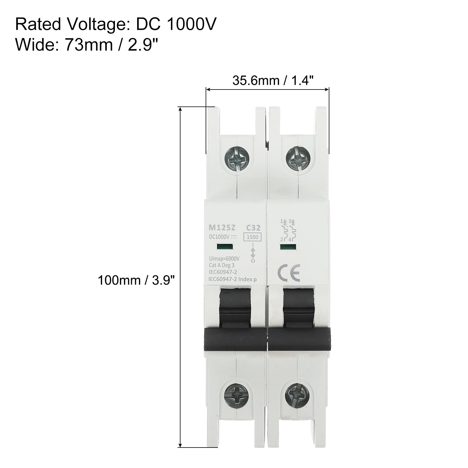 1 Pcs DC Miniature Circuit Breaker 2P 32A 1000V Isolator M125Z DIN Rail Mount Disconnect Switch Circuit Breaker Protection Thermal Magnetic Trip