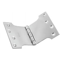 Ssiskcon Stainless Steel Parliament Door Hinge 4 in L x 4 in Obstacle Gap x 6 in W with 8 Screws Wide Throw Swing Clear Projection Hinges Satin Polished 32D (Pack of 1)