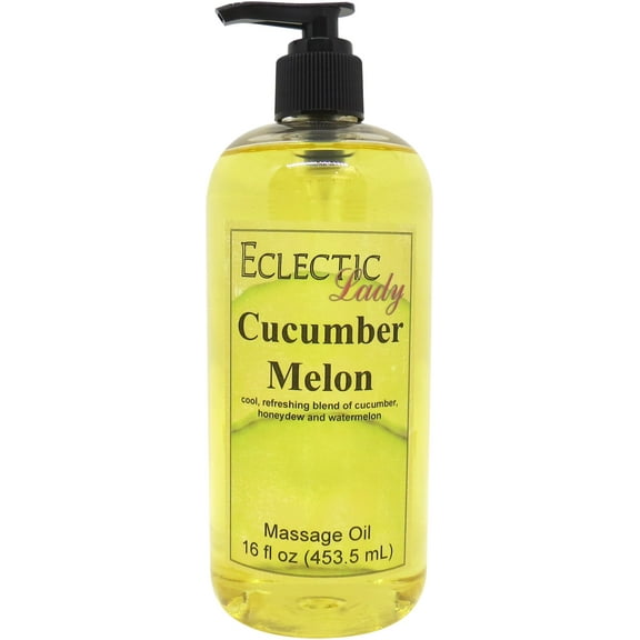 Cucumber Melon Massage Oil by Eclectic Lady, 16 oz, Sweet Almond Oil and Jojoba Oil
