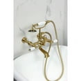 thumbnail image 2 of Kingston Brass CC543T7 Vintage 7-Inch Wall Mount Tub Faucet with Hand Shower, Brushed Brass, 2 of 7
