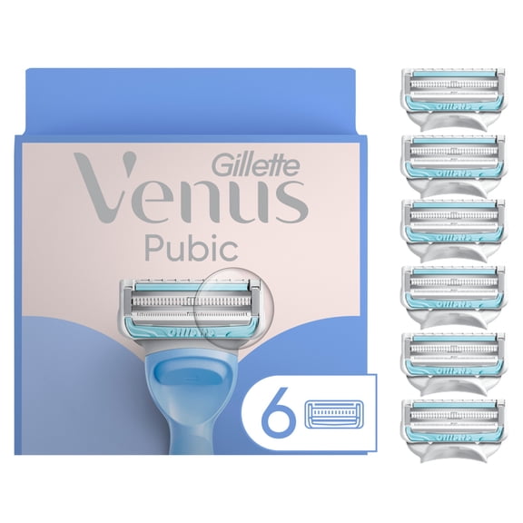 Venus for Pubic Hair & Skin Women's Razor Blade Refills, 6 Count Value Pack
