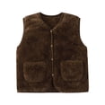 thumbnail image 4 of Splozh Fleece Vest Toddler Fashion Toddler Girl Boy Solid Color Warm Thick Sleeveless Soild Color Vest Clothes Zipper Vest Warm Outwear,Brown,6-12 Months, 4 of 4