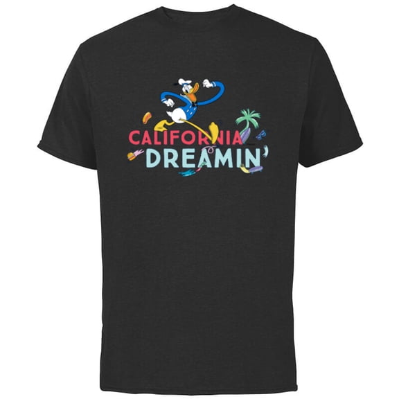 Disney Donald Duck California Dreamin’ - Short Sleeve Cotton T-Shirt for Adults - Customized-Black