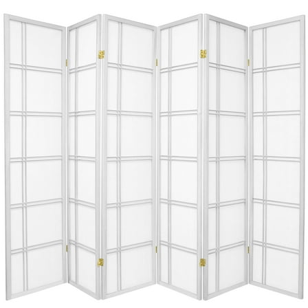 6 ft. Tall Double Cross Shoji Screen - White - 6 Panels