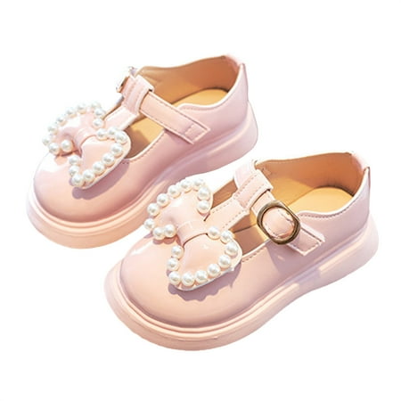 

IPAJAMAS Kids Girls Dress Shoes Princess Retro Thick-Soled Shoes Mary Jane Party Pearl Bowknot PU Leather Shoes for Kids Toddler