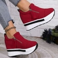 thumbnail image 6 of Mostsola Sneakers for Women Platform Slip on Shoes Wedges Heels Casual Zipper Canvas Shoes, 6 of 8