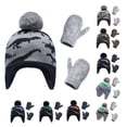thumbnail image 2 of Dinosaur Cap Pompom Knitted Beanie Gloves Mitten Baby Toddler Winter Warm Set, 2 of 10