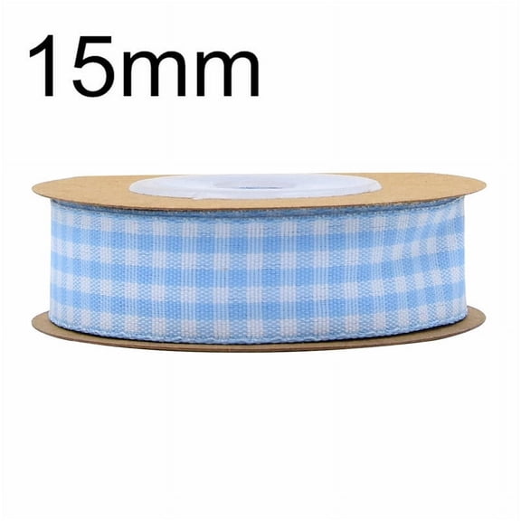 NAMZI 0.6 Inch x 5.5 Yards Gingham Ribbon, Classic Plaid Buffalo Checker Ribbon for Gift Wrapping, Hair Bows & DIY Crafts, Blue