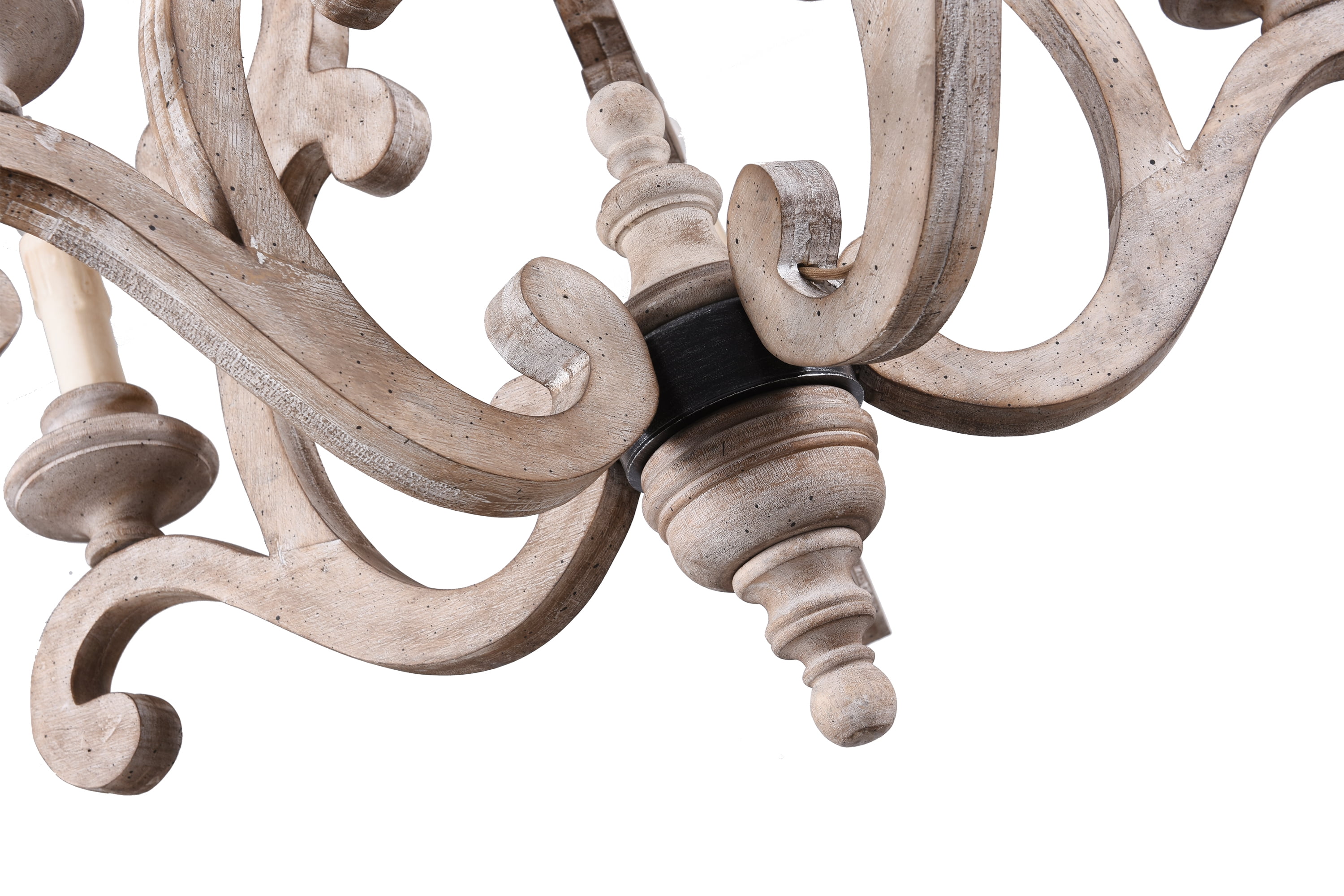 5-Light Wooden White Vintage Chandelier