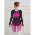 thumbnail image 6 of Doomiva Kids Girls Gradient Figure Skating Dress Shiny Rhinestone Mesh Long Sleeve Dance Competitions Training Outfit Hot Pink 8, 6 of 7