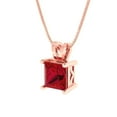 thumbnail image 2 of Clara Pucci 18K Rose Solid Hypoallergenic Gold 1Ct Tourmaline Princess Cut Solitaire Designer Necklace Pendant For October, 2 of 6