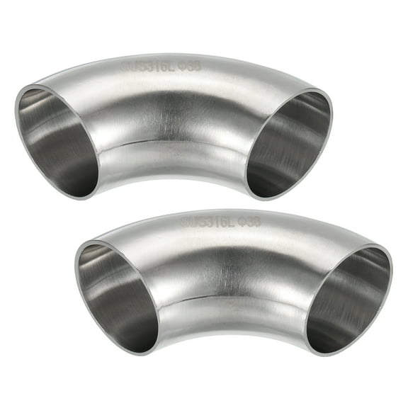 2pcs 90 Degree Mandrel Bend Elbow, 1 1/2 Inch OD Steel Exhaust Elbow Exhaust Piping Connector 316 Stainless Steel