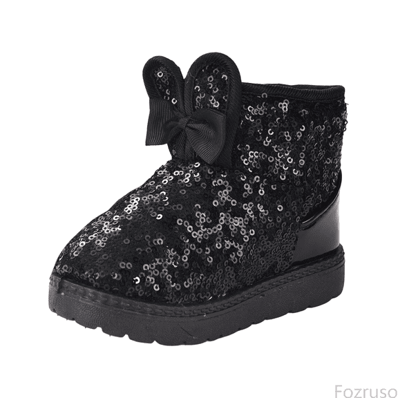 Fozruso Cozy Kids' Boots For Winter Insulated Boots With Cute And Bow Embellishment For Toddlers And Kids,Cute Ankle Winter Boots Sizes 7 Little Kid(0.5-1 Years)