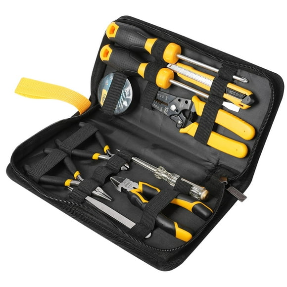Dl-C1011e - 11 Pcs Electricians Tools Set Long Nose & Diagonal Cutting Pliers | Wire Stripper, Slotted Screwdriver Phillips Screwdriver Test Pencil Tool Kit | Durable Construction