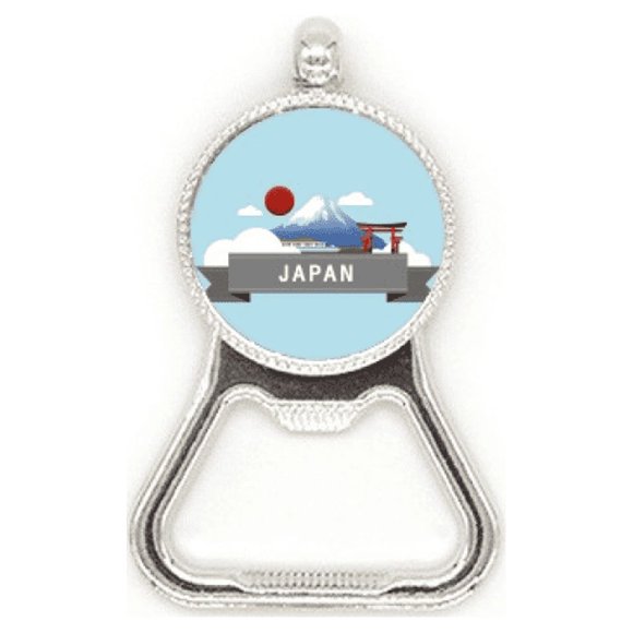 Japan Mount Red Sun Rail Train Temple Metal Beer Bottle Cap Opener Duty Stainless Steel