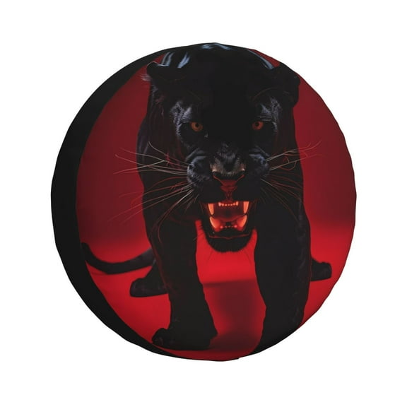Vsdgher Black Panther Red Background for Spare Tire Cover, Tire Wheel Protector Wheel Cover Fit for Truck,Trailer,RV,SUV,Camper and Most Vehicle-14 inch