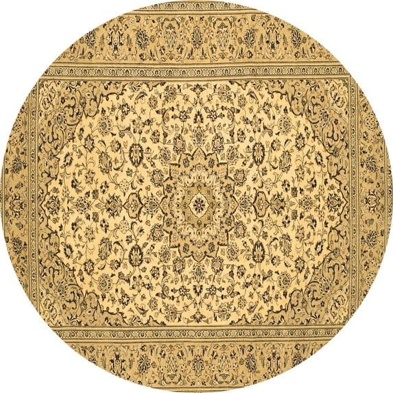 Ahgly Company Indoor Round Medallion Brown Traditional Area Rugs, 5' Round