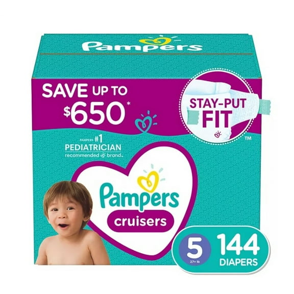 Pampers Cruisers Diapers - Size 5 (27  Pounds), 144 Count