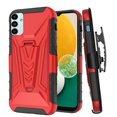 thumbnail image 1 of Kaleidio Case For Samsung Galaxy A13 5G [Transform] Rugged Holster [Belt Clip][Shockproof] Armor Cover [Kickstand] [Red/Black], 1 of 4