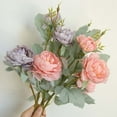 thumbnail image 5 of 1PC Artificial Flowers Outdoor UV Resistant Fake Flowers Artificial Fake Western Rose Flower Peony Bridal Party Home Decor Mother's Day Christmas Home Wedding Decorations, 5 of 8