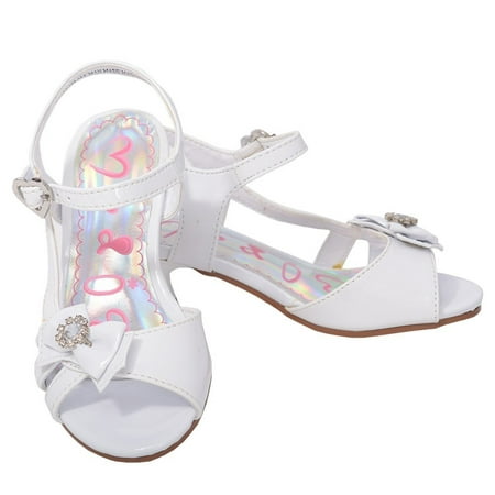 White Patent Bow Sparkle Heel Sandal Shoe Toddler Girl 5 - Walmart.com