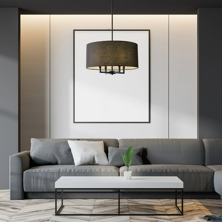 4-Light Matte Black Chandelier Ceiling Light with Black 4-Light Matte Black Chandelier Ceiling Light with Black