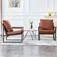 thumbnail image 4 of Wasait PU Leather Accent Arm Chair Mid Century Upholstered Armchair with Metal Frame Extra-Thick Padded Backrest and Seat Cushion Sofa Chairs for Living Room, 4 of 9