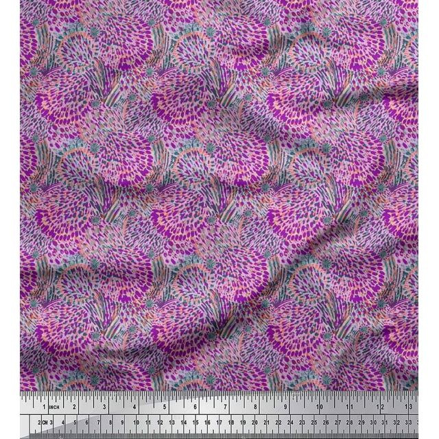 Soimoi Polyester Crepe Fabric Brush Stroke Abstract Print Fabric by Yard 52 Inch Wide