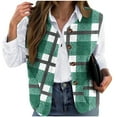 thumbnail image 2 of Dolkfu Button Down Womens Jacket Flannel Green Puffer Vest Sleeveless Plaid Business Jacket Women Coats XL, 2 of 5