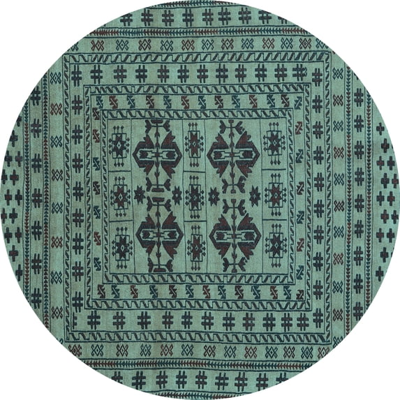 Ahgly Company Indoor Round Southwestern Light Blue Country Area Rugs, 3' Round